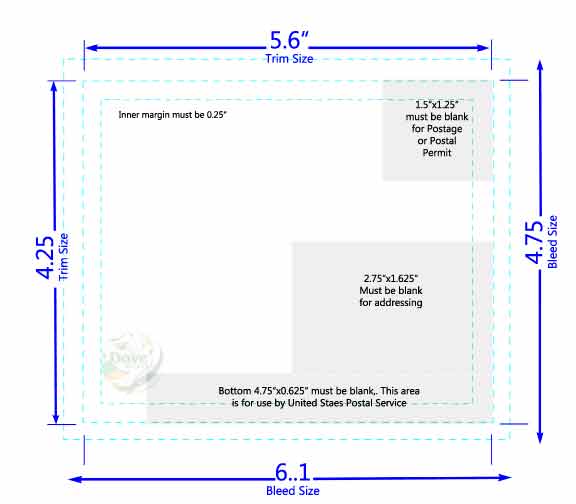 Dove Direct 6x4 full-bleed print ready postcard template